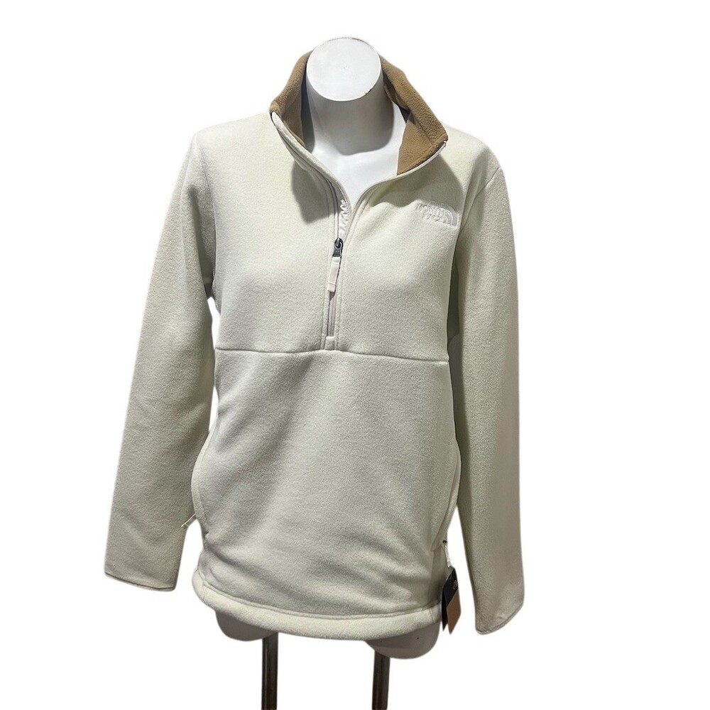 The North Face Womens Fleece Pullover 1/4 Zip Ivory Mock Neck Size L